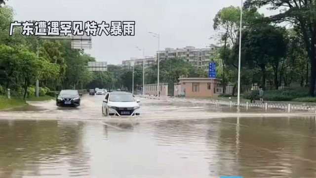 广东遭遇罕见特大暴雨:车辆被冲走,交通瘫痪