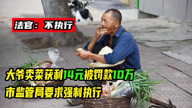 卖菜赚14元被罚款10万,监管局要求强制执行,法官:不执行