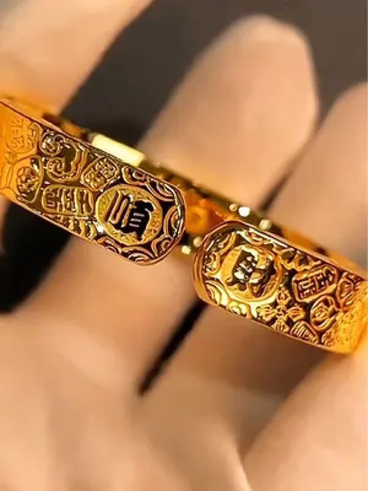 给粉丝定制的一款吉言金手镯#黄金加工 #吉言金手镯#手工diy