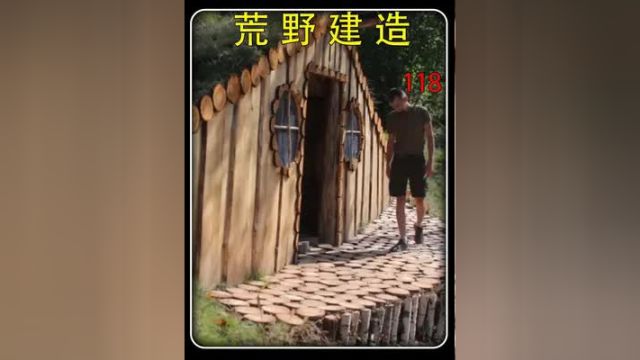 荒野建造:嵌入半山坡的精美小木屋,建造过程十分解压,哪个男生能拒绝拥有呢?3#荒野建造