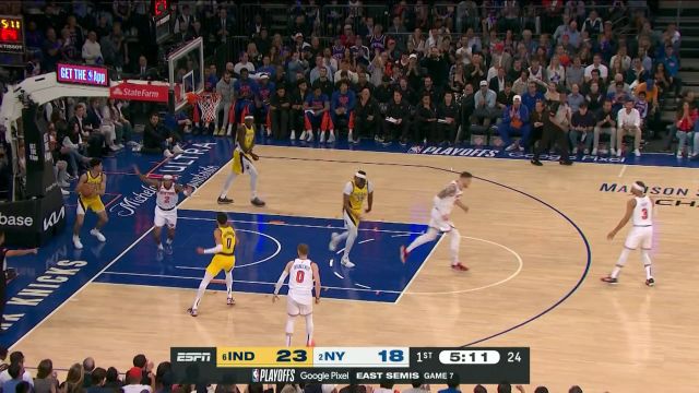 NBA季后赛：步行者vs尼克斯G7第1节英文原声回放