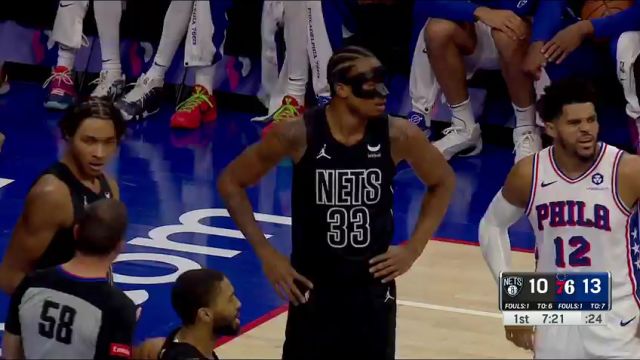  NBA常规赛：篮网vs76人第1节英文原声回放