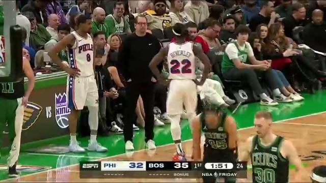 NBA常规赛：76人vs凯尔特人第1节英文原声回放