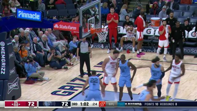 火箭103-96灰熊 狄龙26+7率队17分大逆转手刃旧主