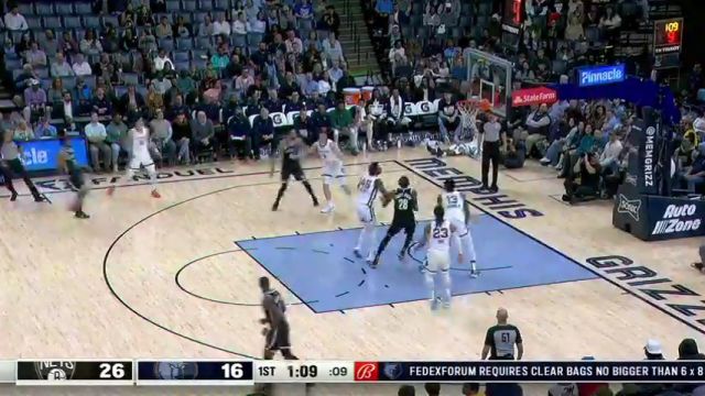 NBA常规赛：篮网vs灰熊第1节英文原声回放