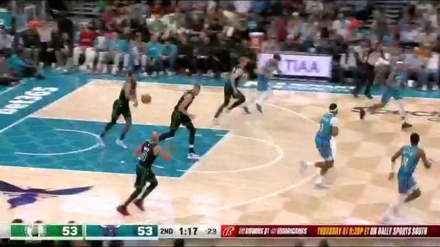 NBA常规赛：凯尔特人vs黄蜂第2节英文原声回放