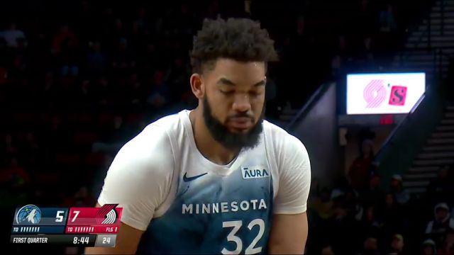 NBA常规赛：森林狼vs开拓者第1节中文解说回放