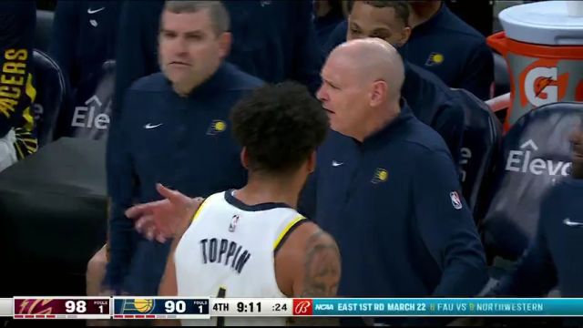 NBA常规赛：骑士vs步行者第4节英文原声回放