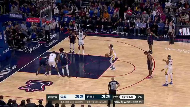 NBA常规赛：勇士vs76人第2节中文解说回放