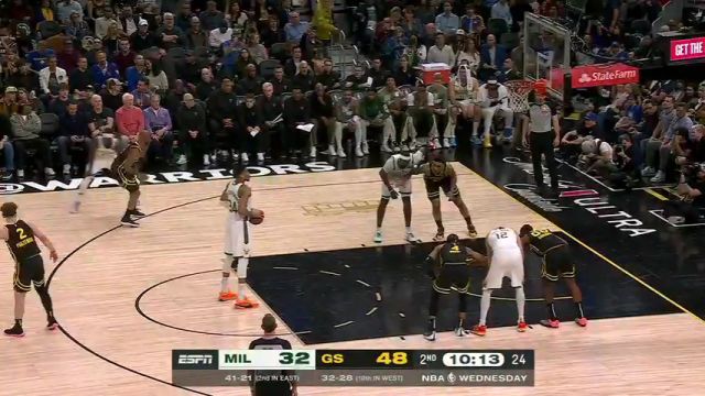 NBA常规赛：雄鹿vs勇士第2节中文解说回放