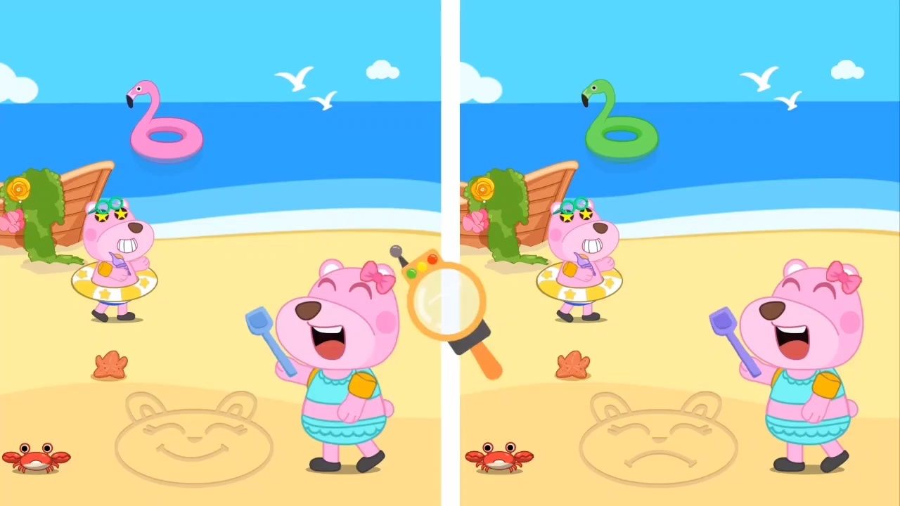 大熊皮尔:沙滩找不同,一起来找吧