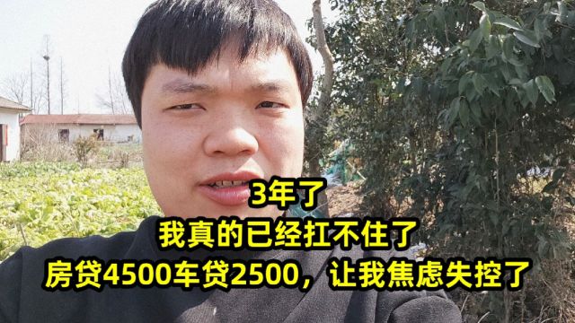 3年了,我真的已经扛不住了,房贷4500车贷2500,让我焦虑失控了