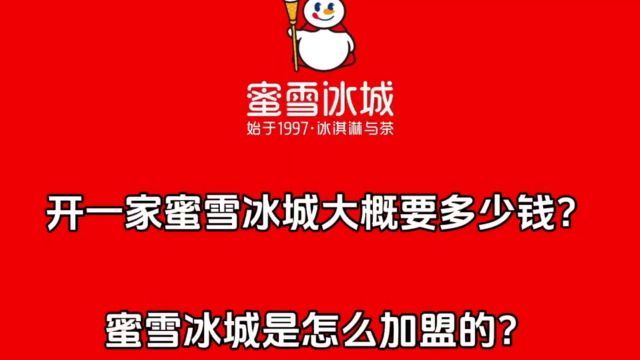 2024年开一家蜜雪冰城加盟店需要多少钱?蜜雪冰城怎么申请加盟?总投资费用是多少?