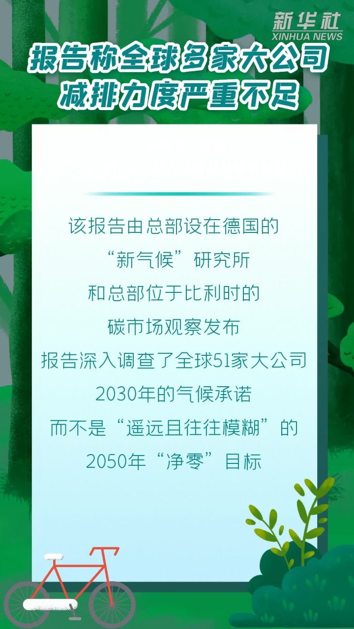报告称全球多家大公司减排力度严重不足
