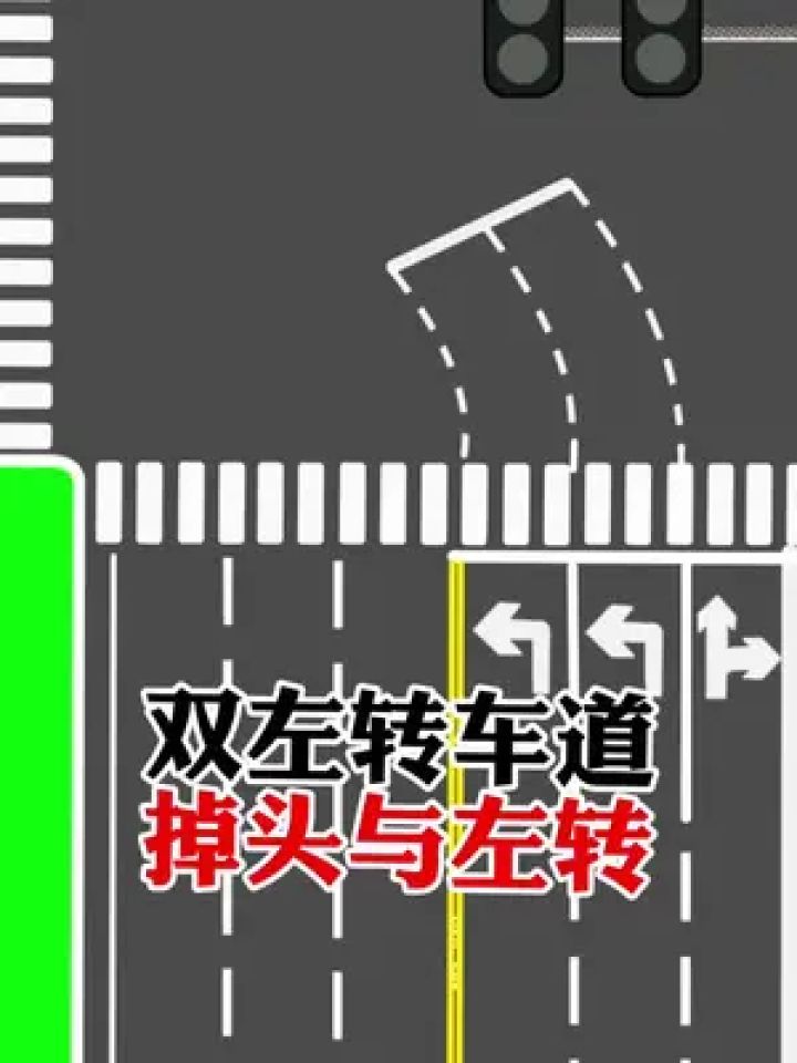 路口调头要越过斑马线.2.左转转大圈,外圈要礼让内圈车辆.#行车小百科
