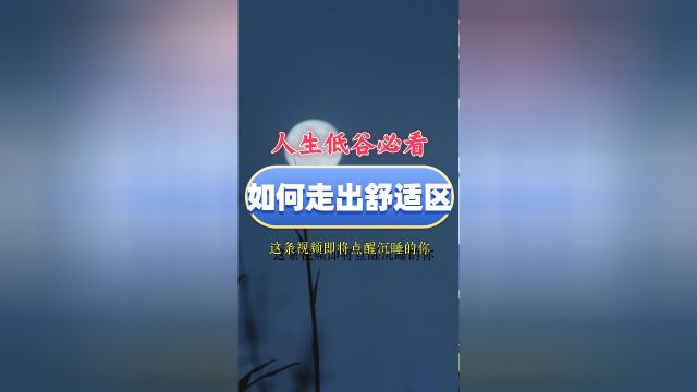 人生低谷必看系列:如何走出舒适区?