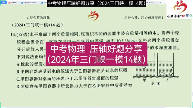 中考物理好题分享(2024三门峡一模14题)