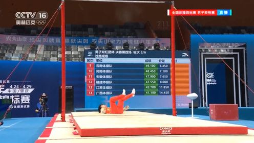 全国体操锦标赛男子资格赛 上海小将单杠出现重大失误