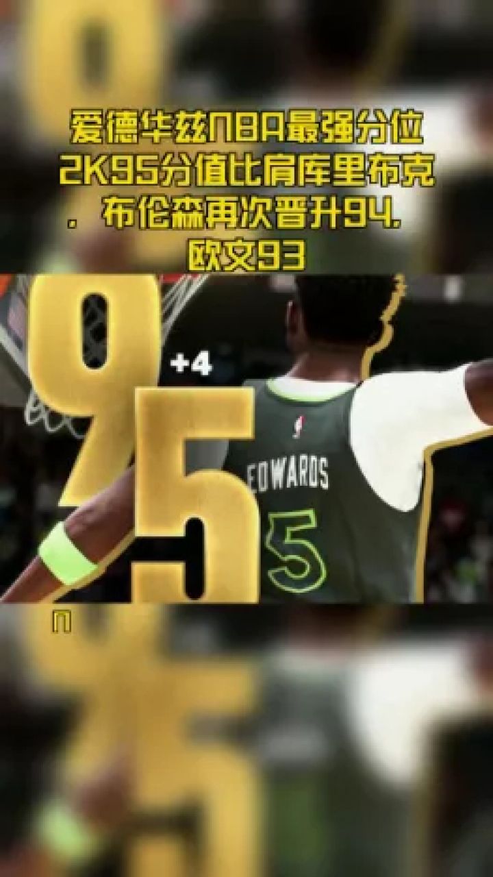 爱德华兹nba最强分位2k95分值比肩库里布克,布伦森再次晋升94,欧文93