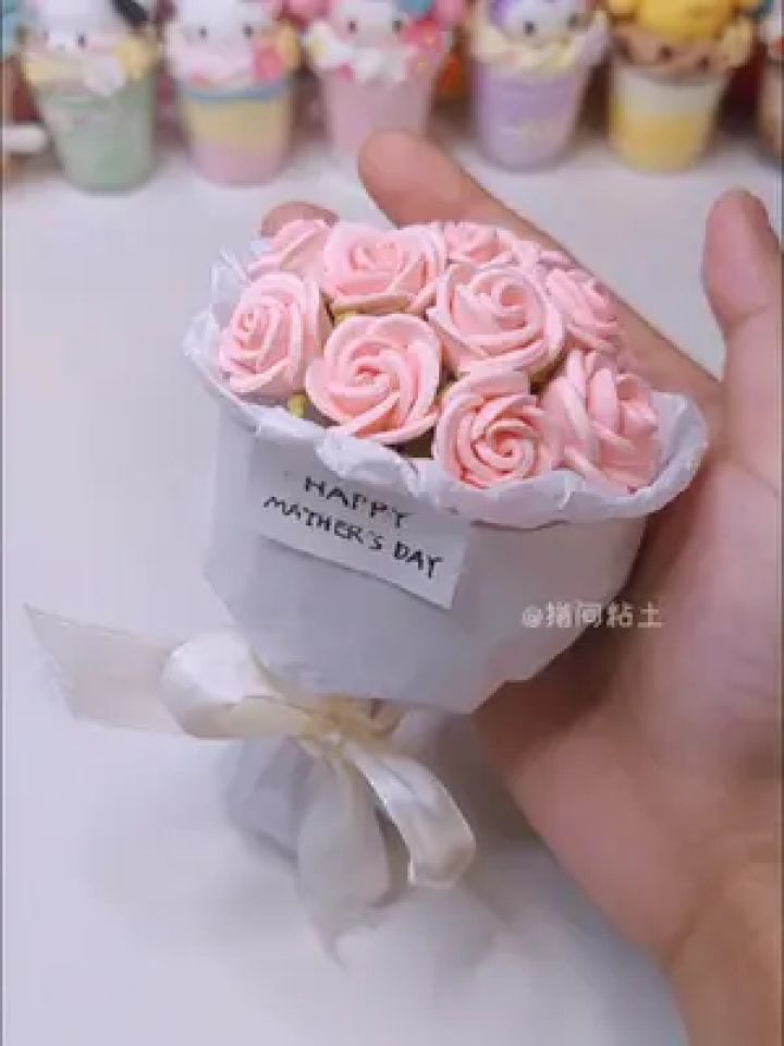 粘土教程~敲简单母亲节迷你花束 #超轻粘土 #手工diy #手工 #母亲节