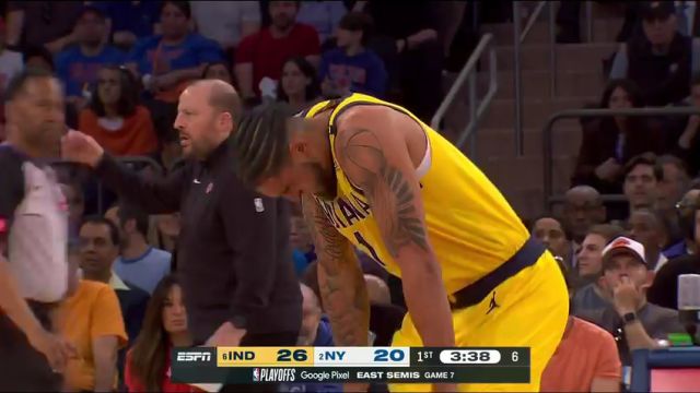 NBA季后赛：步行者vs尼克斯G7第1节英文原声回放