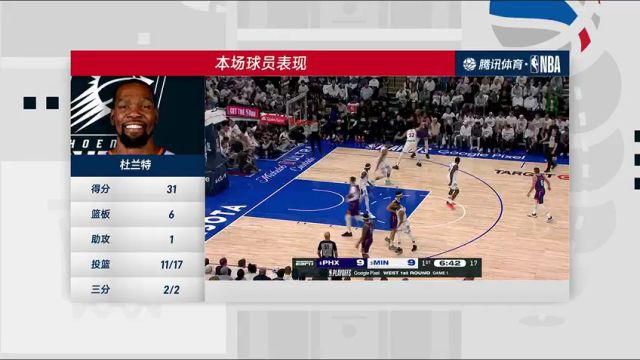 NBA季后赛：太阳vs森林狼G1第4节中文解说回放