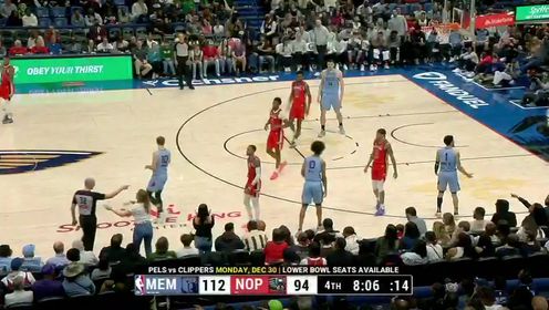《NBA全场集锦》NBA常规赛：灰熊vs鹈鹕第4节英文原声回放