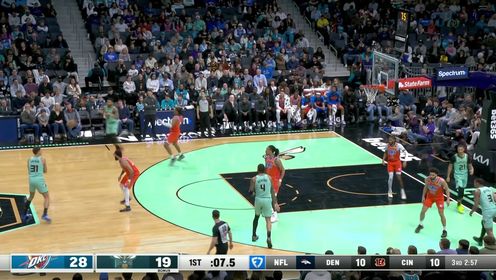 《NBA全场集锦》萨隆外线接球自信出手 超远三分准压哨稳稳落袋