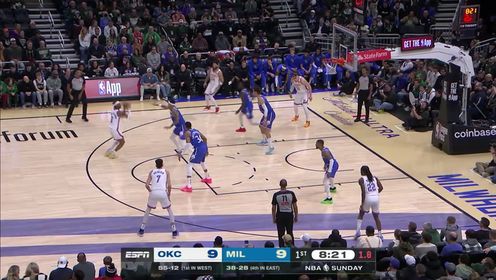 《密尔沃基雄鹿》NBA常规赛：雷霆vs雄鹿第1节英文原声回放