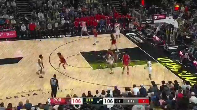 NBA常规赛：开拓者vs爵士加时一英文原声回放