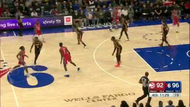 NBA常规赛：老鹰vs76人第4节英文原声回放