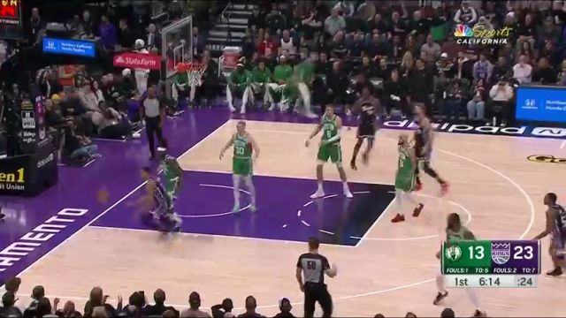 NBA常规赛：凯尔特人vs国王第1节英文原声回放