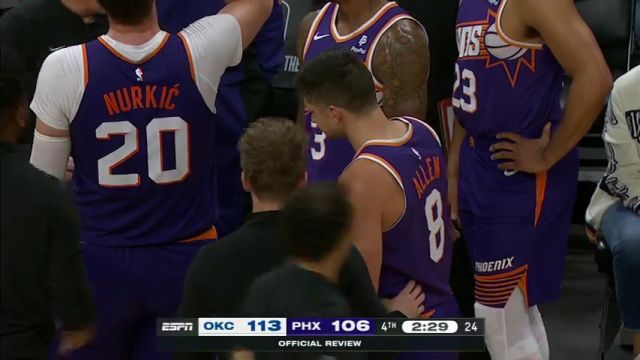 NBA常规赛：雷霆vs太阳第4节英文原声回放