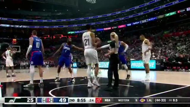 NBA常规赛：爵士vs快船第2节中文解说回放