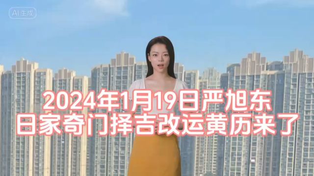 2024年1月19日严旭东日家奇门择吉改运黄历来了