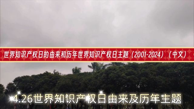 世界知识产权日的由来和历年世界知识产权日主题(20012024)(中文)