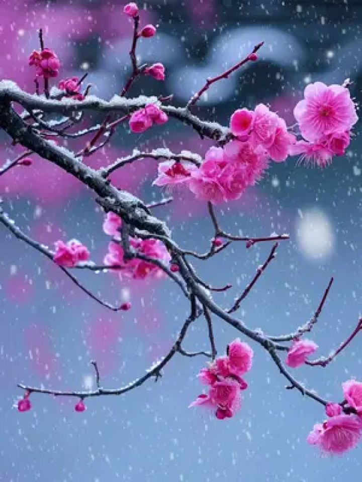 梅花入怀露粉腮 冷艳枝头香飘尽 天涯路远伴君开 #诗词 #雪中梅花