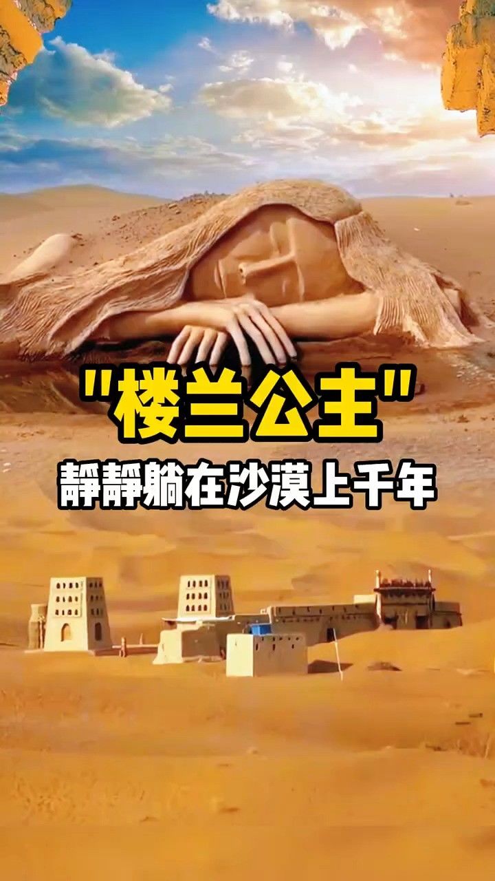 这就是沉睡了千年的楼兰公主雕像,当地人又名"美女泉",她闭着双眼,侧