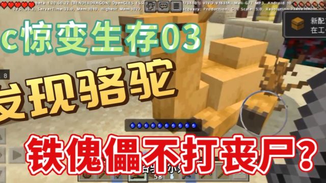 Mc惊变生存03:沙漠村庄发现骆驼,铁傀儡不打丧尸?!