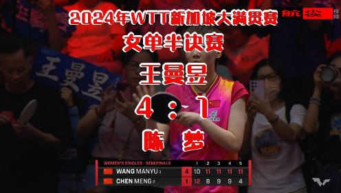 2024年WTT新加坡大满贯_女单半决赛：王曼昱4-1陈梦