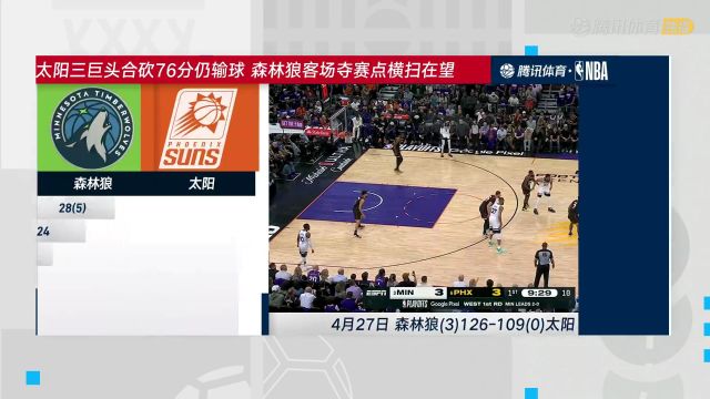 2023/24赛季NBA季后赛：森林狼 VS 太阳 全场回放