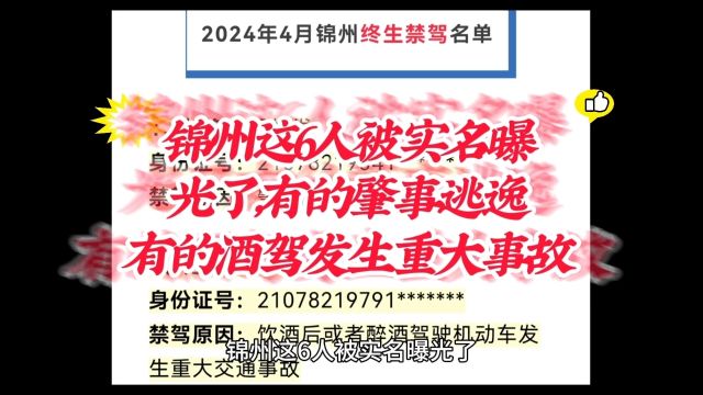 锦州这6人被实名曝光了,有的肇事逃逸有的酒驾发生重大事故