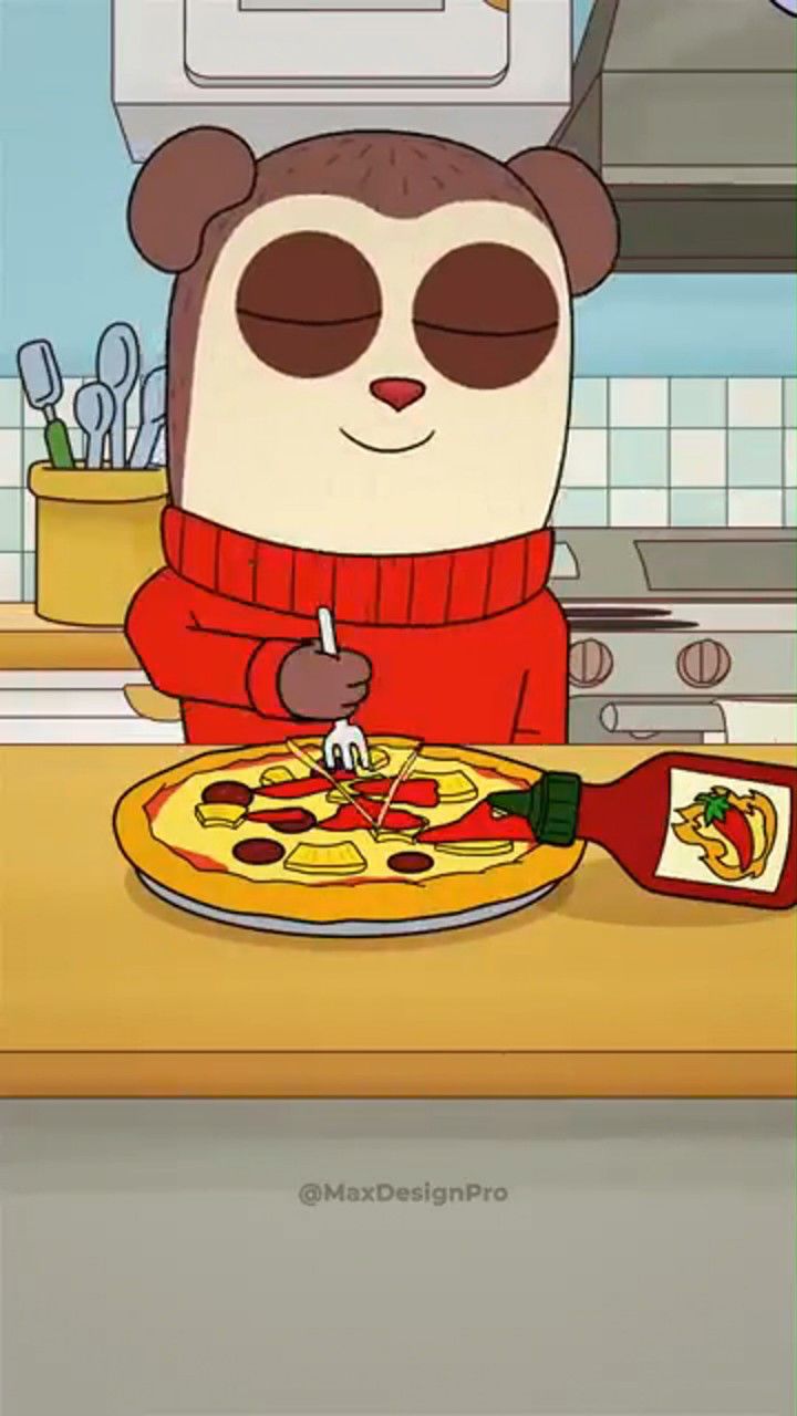 杰克斯和麦克斯吃加了超级辣椒酱的披萨