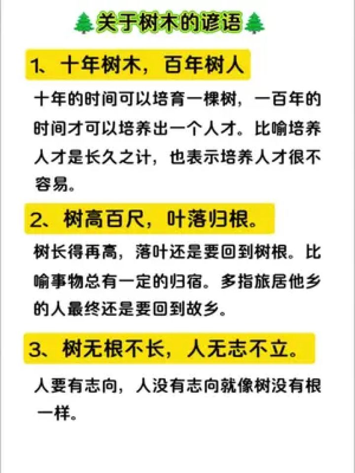 二年级 语文上册《树之歌》关于树木的谚语#知识点总结