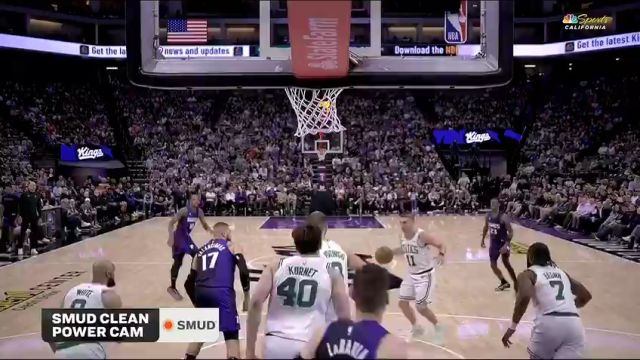 NBA常规赛：凯尔特人vs国王英文原声全场回放