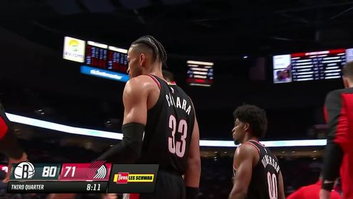 《波特兰开拓者》NBA常规赛：篮网vs开拓者第3节英文原声回放
