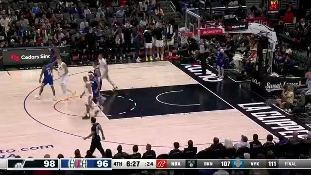 NBA常规赛：爵士vs快船第4节英文原声回放