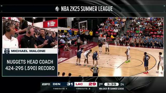 NBA夏季联赛：掘金vs快船第2节英文原声回放