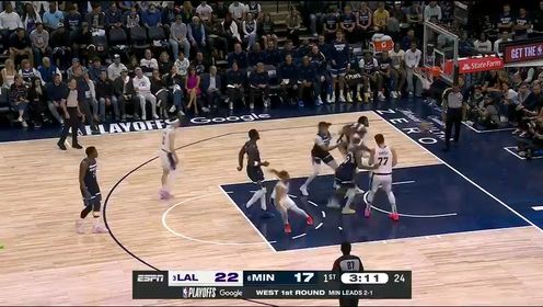 《NBA全场集锦》【回放】NBA季后赛：湖人vs森林狼G4第1节英文原声回放
