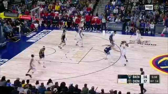 NBA常规赛：篮网vs掘金第1节中文解说回放